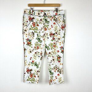 Disney Alice Pants Sz‎ 12 Floral Zip Pockets Capris Cottage Resort Wear Boho